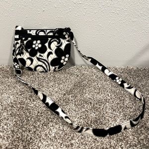 Vera Bradley Hipster Crossbody Purse Handbag Black White Floral